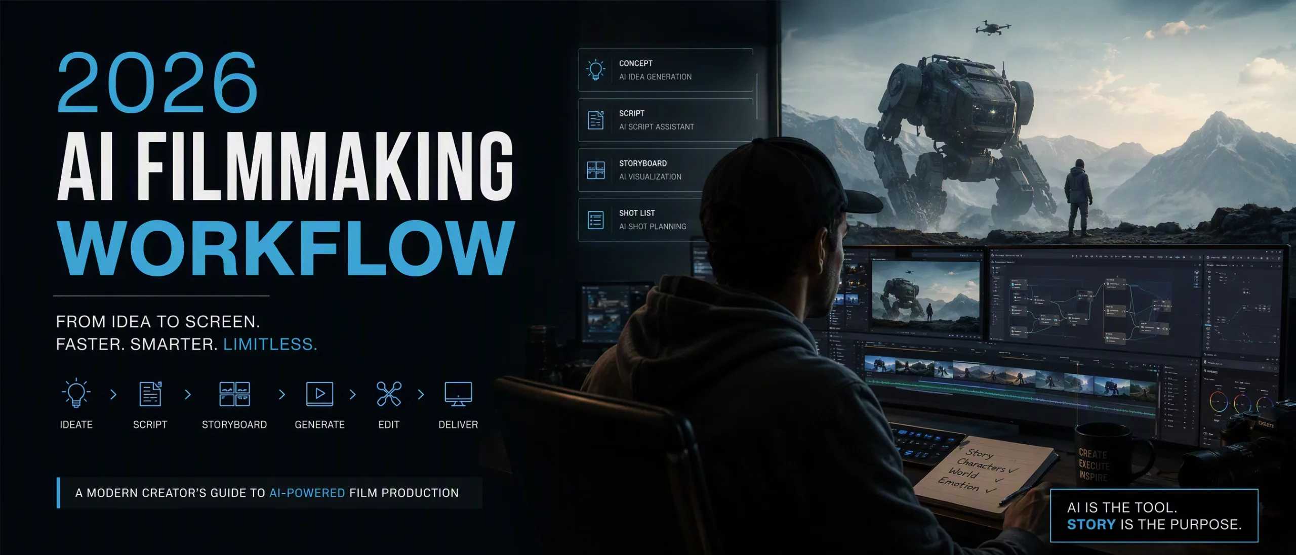 Cinematic AI filmmaking editing workflow inside DaVinci Resolve